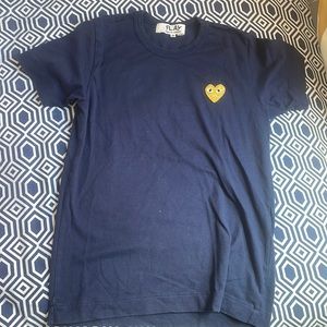 COMME des GARCONS Blue T-Shirt with Yellow Heart